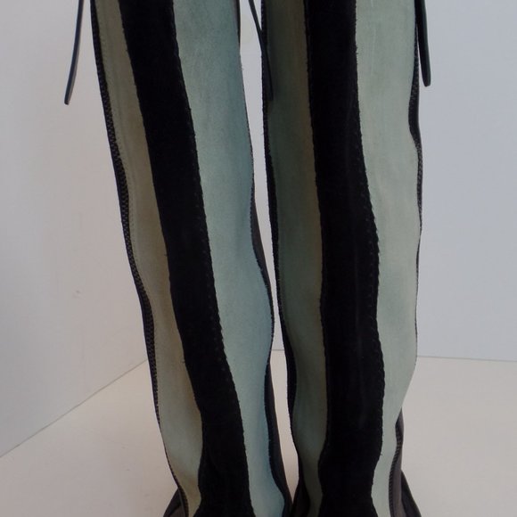 Hogan Multi Colored Block Suede Leather Knee High Zip Up  Riding Boots Sz 9 - Picture 5 of 16